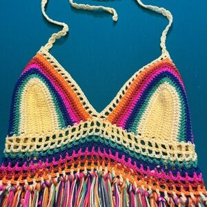 Rainbow Crochet Top